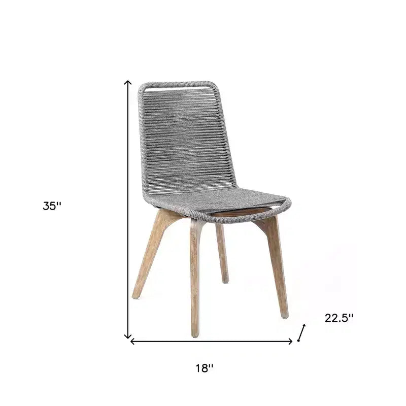 HomeRoots Set of Two 18 Gray Solid Wood Outdoor Dining Chair