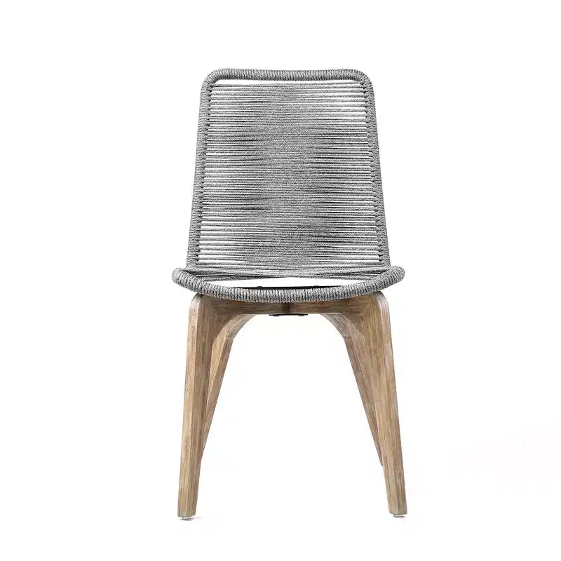 HomeRoots Set of Two 18 Gray Solid Wood Outdoor Dining Chair