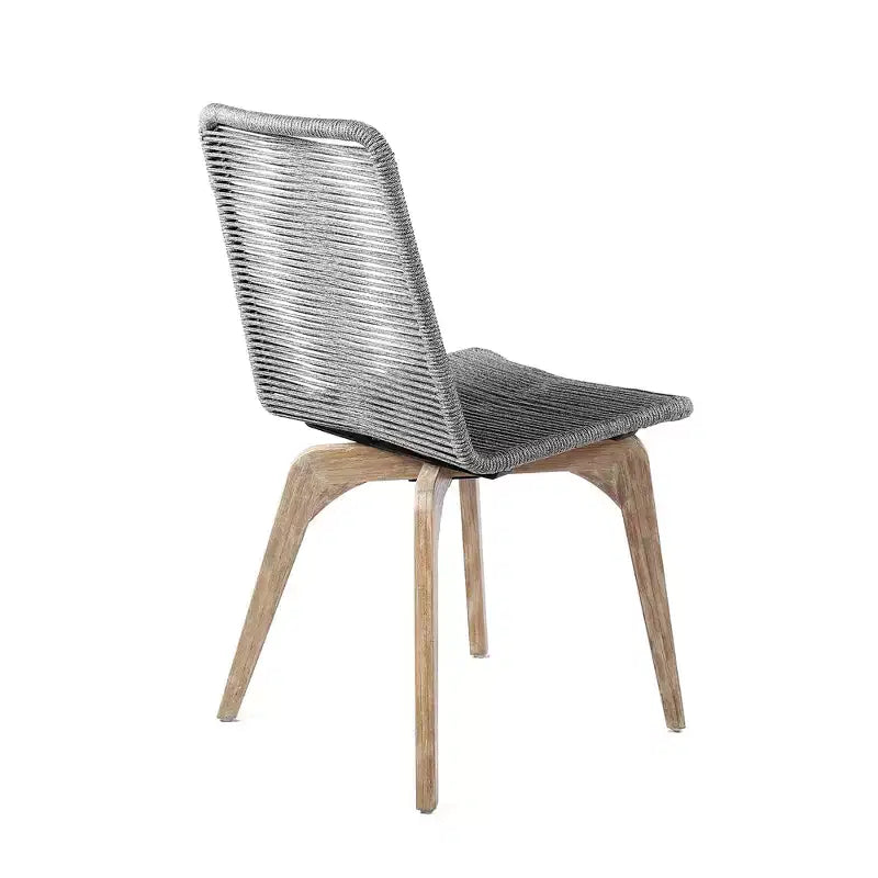 HomeRoots Set of Two 18 Gray Solid Wood Outdoor Dining Chair