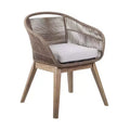 HomeRoots 27 Gray and Natural Wood Solid Wood Outdoor Dining Chair with Gray Cushion