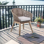 HomeRoots 27 Gray and Natural Wood Solid Wood Outdoor Dining Chair with Gray Cushion