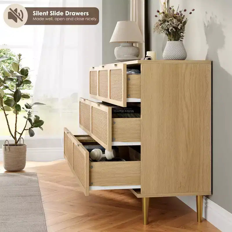 Wicker drawer tall cabinet for the bedroom, large-capacity drawer wardrobe, vanity with a wide top, suitable for the living room, hallway