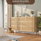 Wicker drawer tall cabinet for the bedroom, large-capacity drawer wardrobe, vanity with a wide top, suitable for the living room, hallway