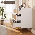 Wicker drawer tall cabinet for the bedroom, large-capacity drawer wardrobe, vanity with a wide top, suitable for the living room, hallway