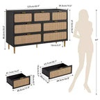 Wicker drawer tall cabinet for the bedroom, large-capacity drawer wardrobe, vanity with a wide top, suitable for the living room, hallway
