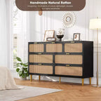 Wicker drawer tall cabinet for the bedroom, large-capacity drawer wardrobe, vanity with a wide top, suitable for the living room, hallway