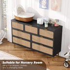 Wicker drawer tall cabinet for the bedroom, large-capacity drawer wardrobe, vanity with a wide top, suitable for the living room, hallway
