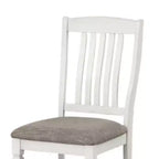 Royal Hampton Side Dining Chair Set of 2, Rustic White Wood, Gray Fabric, Slat Back