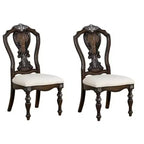 Royal Hampton Set di 2 sedie da pranzo laterali, in legno scuro intagliato con decorazioni elaborate