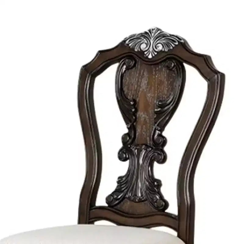 Royal Hampton Set di 2 sedie da pranzo laterali, in legno scuro intagliato con decorazioni elaborate