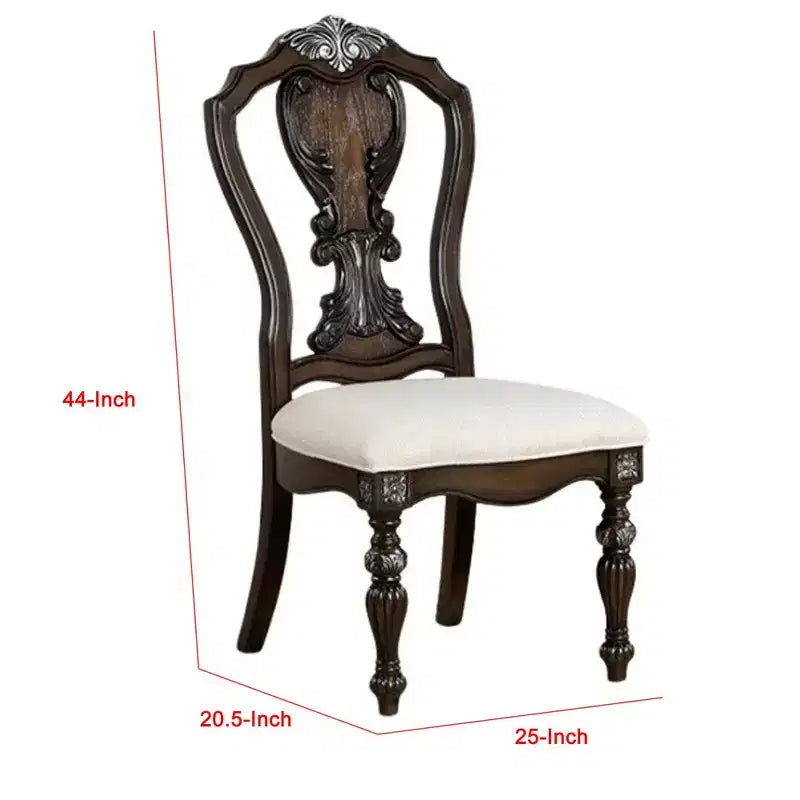Royal Hampton Set di 2 sedie da pranzo laterali, in legno scuro intagliato con decorazioni elaborate
