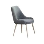 Royal Hampton Side Dining Chair Set of 2, Light Blue Boucle, Bone White Metal