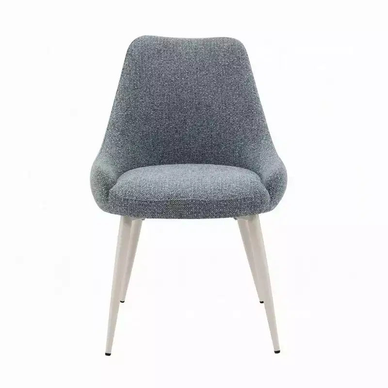 Royal Hampton Side Dining Chair Set of 2, Light Blue Boucle, Bone White Metal