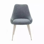 Royal Hampton Side Dining Chair Set of 2, Light Blue Boucle, Bone White Metal