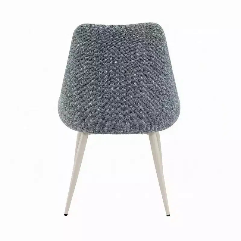 Royal Hampton Side Dining Chair Set of 2, Light Blue Boucle, Bone White Metal