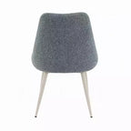 Royal Hampton Side Dining Chair Set of 2, Light Blue Boucle, Bone White Metal