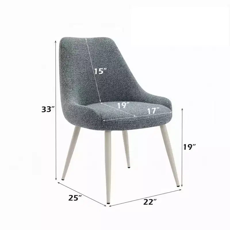 Royal Hampton Side Dining Chair Set of 2, Light Blue Boucle, Bone White Metal