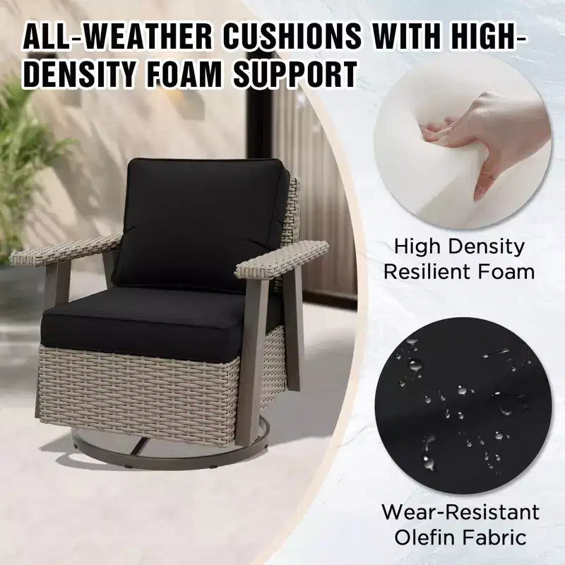 Poltrona reclinabile da esterno EAGLE PEAK Classic 360 Swivel Rocker con cuscini spessi, in vimini per tutte le stagioni