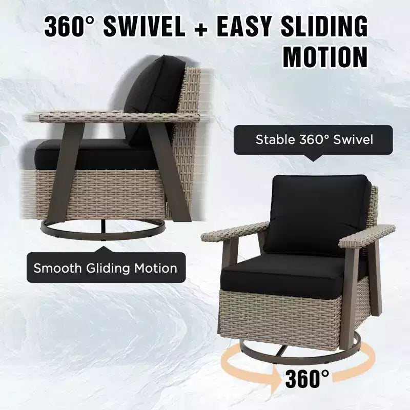 Poltrona reclinabile da esterno EAGLE PEAK Classic 360 Swivel Rocker con cuscini spessi, in vimini per tutte le stagioni