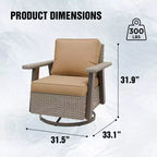 Poltrona reclinabile da esterno EAGLE PEAK Classic 360 Swivel Rocker con cuscini spessi, in vimini per tutte le stagioni