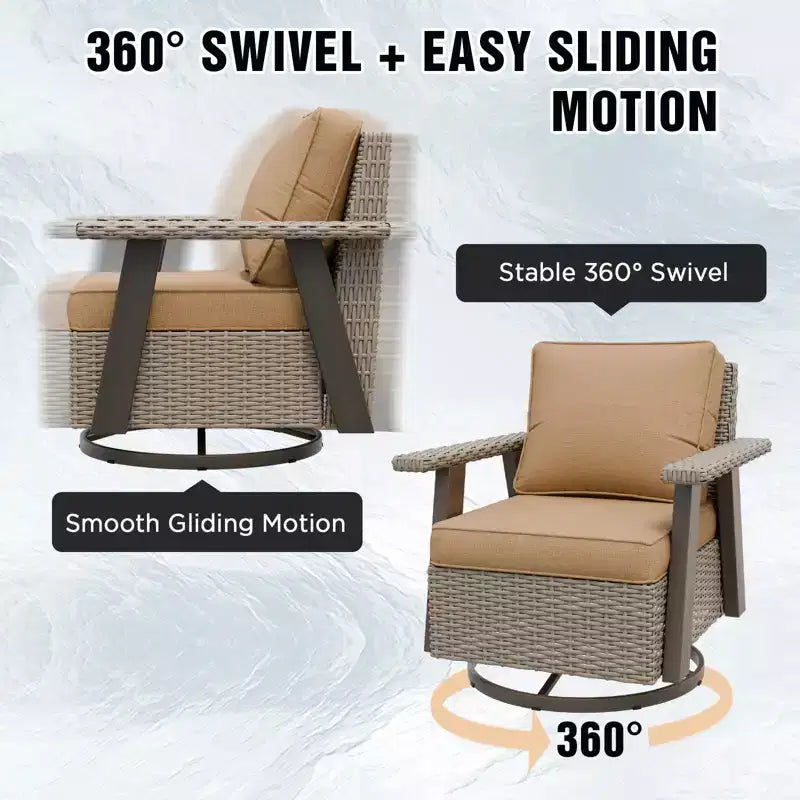 Poltrona reclinabile da esterno EAGLE PEAK Classic 360 Swivel Rocker con cuscini spessi, in vimini per tutte le stagioni