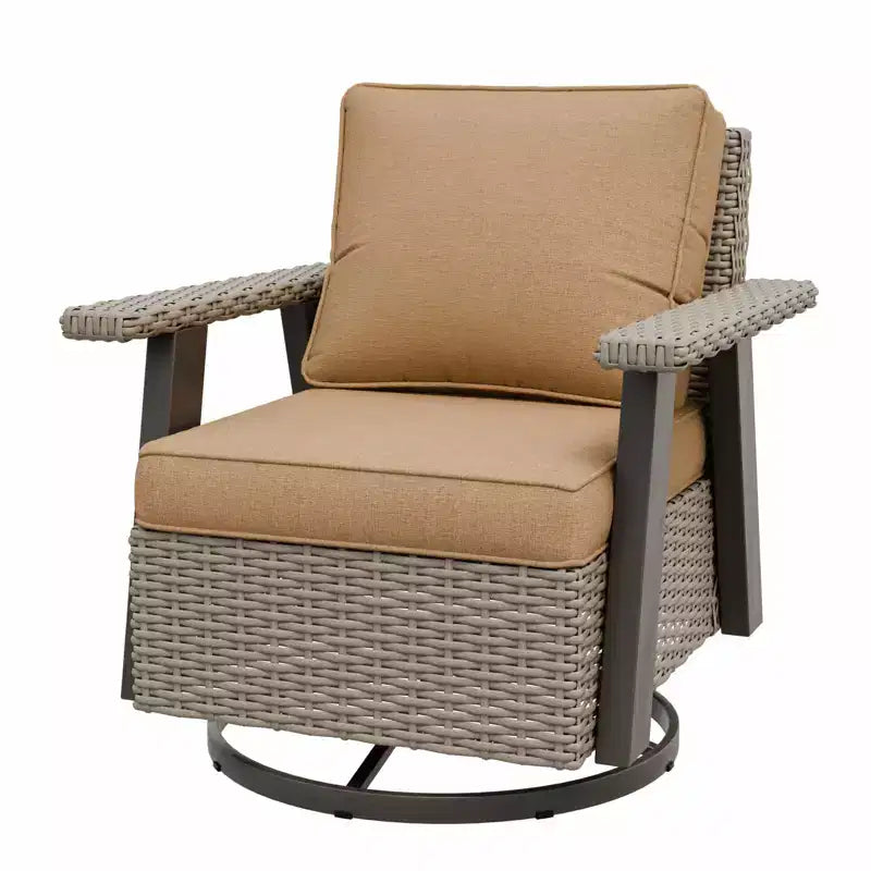 Poltrona reclinabile da esterno EAGLE PEAK Classic 360 Swivel Rocker con cuscini spessi, in vimini per tutte le stagioni