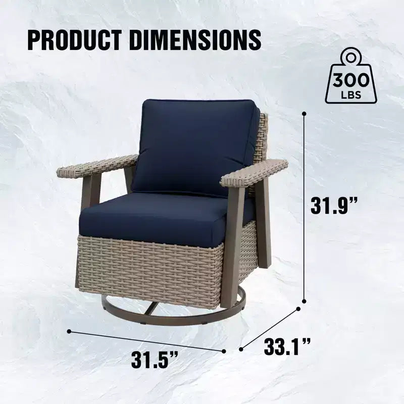 Poltrona reclinabile da esterno EAGLE PEAK Classic 360 Swivel Rocker con cuscini spessi, in vimini per tutte le stagioni