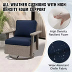 Poltrona reclinabile da esterno EAGLE PEAK Classic 360 Swivel Rocker con cuscini spessi, in vimini per tutte le stagioni