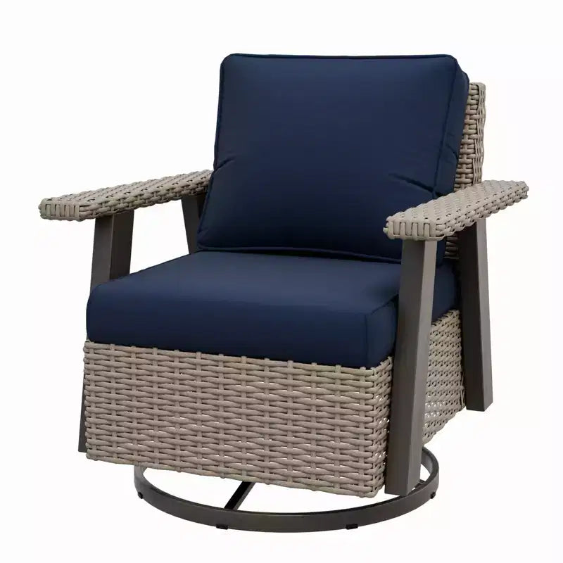 Poltrona reclinabile da esterno EAGLE PEAK Classic 360 Swivel Rocker con cuscini spessi, in vimini per tutte le stagioni