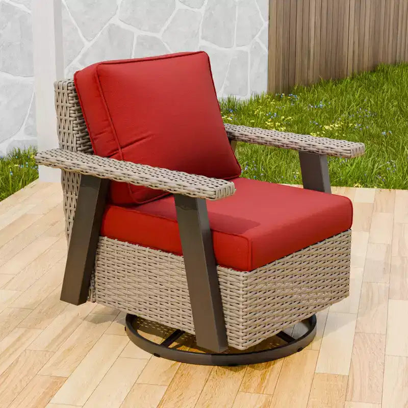 Poltrona reclinabile da esterno EAGLE PEAK Classic 360 Swivel Rocker con cuscini spessi, in vimini per tutte le stagioni