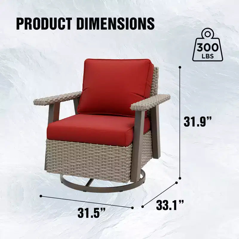 Poltrona reclinabile da esterno EAGLE PEAK Classic 360 Swivel Rocker con cuscini spessi, in vimini per tutte le stagioni