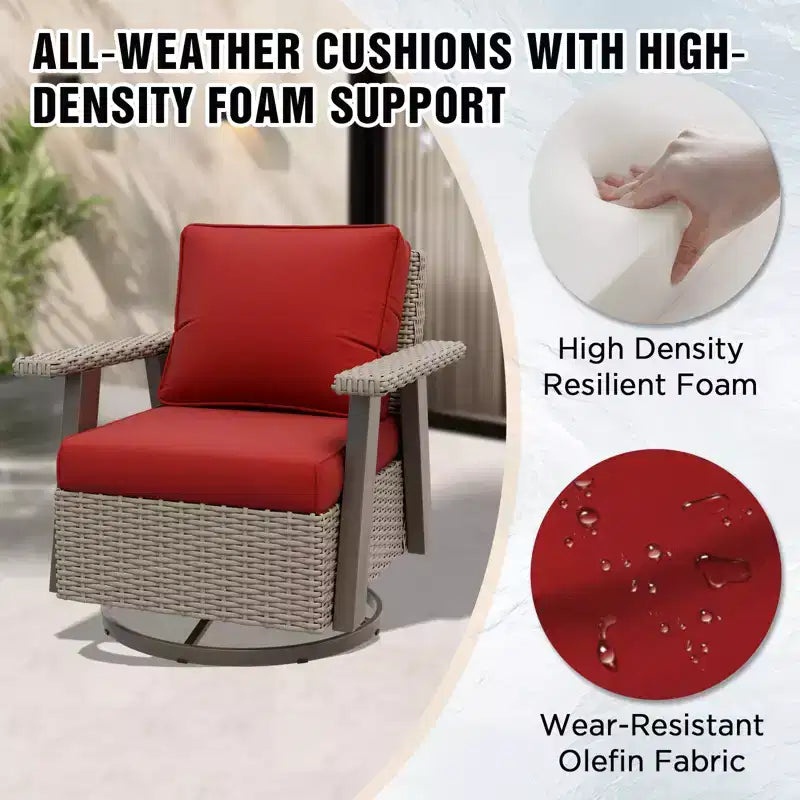 Poltrona reclinabile da esterno EAGLE PEAK Classic 360 Swivel Rocker con cuscini spessi, in vimini per tutte le stagioni