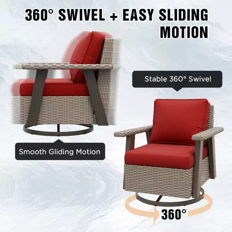 Poltrona reclinabile da esterno EAGLE PEAK Classic 360 Swivel Rocker con cuscini spessi, in vimini per tutte le stagioni
