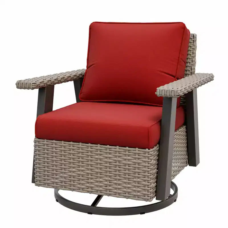 Poltrona reclinabile da esterno EAGLE PEAK Classic 360 Swivel Rocker con cuscini spessi, in vimini per tutte le stagioni