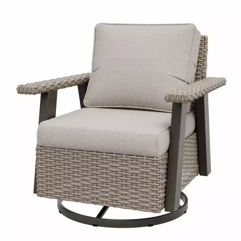 Poltrona reclinabile da esterno EAGLE PEAK Classic 360 Swivel Rocker con cuscini spessi, in vimini per tutte le stagioni