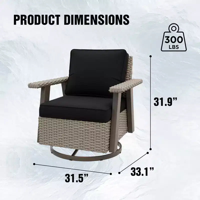 EAGLE PEAK Classic 2-Piece Patio Chair Set, 360 Swivel Rocking Chairs with Thick Cushions, All-Weather Wicker Outdoor Lounge Gliders