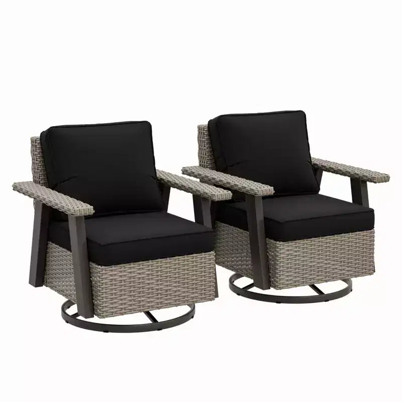EAGLE PEAK Classic 2-Piece Patio Chair Set, 360 Swivel Rocking Chairs with Thick Cushions, All-Weather Wicker Outdoor Lounge Gliders