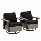 EAGLE PEAK Classic 2-Piece Patio Chair Set, 360 Swivel Rocking Chairs with Thick Cushions, All-Weather Wicker Outdoor Lounge Gliders
