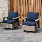 EAGLE PEAK Classic 2-Piece Patio Chair Set, 360 Swivel Rocking Chairs with Thick Cushions, All-Weather Wicker Outdoor Lounge Gliders