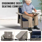 EAGLE PEAK Classic 2-Piece Patio Chair Set, 360 Swivel Rocking Chairs with Thick Cushions, All-Weather Wicker Outdoor Lounge Gliders
