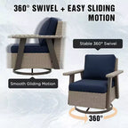 EAGLE PEAK Classic 2-Piece Patio Chair Set, 360 Swivel Rocking Chairs with Thick Cushions, All-Weather Wicker Outdoor Lounge Gliders