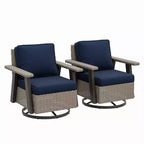 EAGLE PEAK Classic 2-Piece Patio Chair Set, 360 Swivel Rocking Chairs with Thick Cushions, All-Weather Wicker Outdoor Lounge Gliders