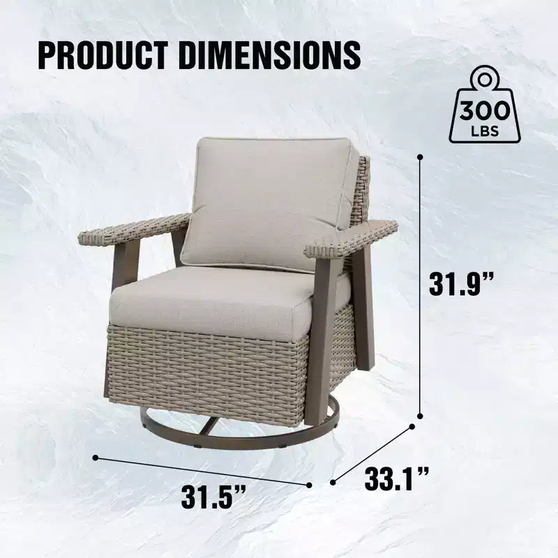 EAGLE PEAK Classic 2-Piece Patio Chair Set, 360 Swivel Rocking Chairs with Thick Cushions, All-Weather Wicker Outdoor Lounge Gliders