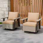 EAGLE PEAK Classic 2-Piece Patio Chair Set, 360 Swivel Rocking Chairs with Thick Cushions, All-Weather Wicker Outdoor Lounge Gliders