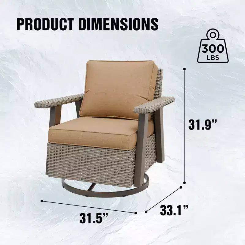 EAGLE PEAK Classic 2-Piece Patio Chair Set, 360 Swivel Rocking Chairs with Thick Cushions, All-Weather Wicker Outdoor Lounge Gliders