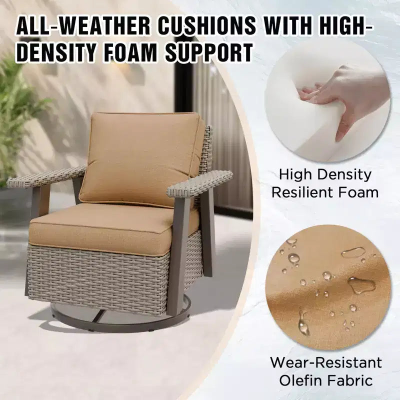 EAGLE PEAK Classic 2-Piece Patio Chair Set, 360 Swivel Rocking Chairs with Thick Cushions, All-Weather Wicker Outdoor Lounge Gliders