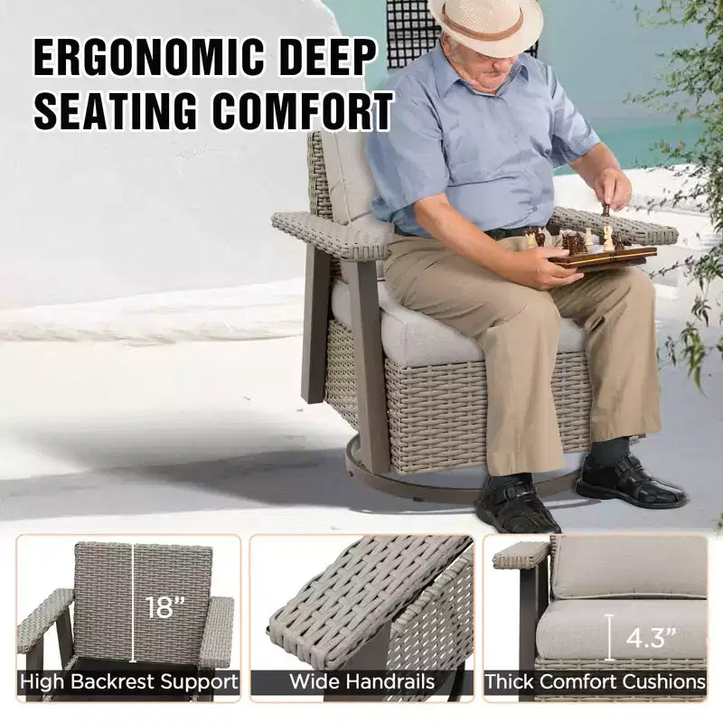 EAGLE PEAK Classic 2-Piece Patio Chair Set, 360 Swivel Rocking Chairs with Thick Cushions, All-Weather Wicker Outdoor Lounge Gliders