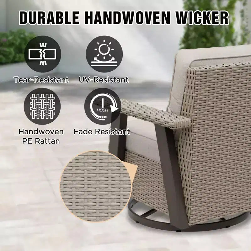 EAGLE PEAK Classic 2-Piece Patio Chair Set, 360 Swivel Rocking Chairs with Thick Cushions, All-Weather Wicker Outdoor Lounge Gliders