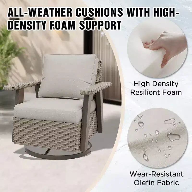EAGLE PEAK Classic 2-Piece Patio Chair Set, 360 Swivel Rocking Chairs with Thick Cushions, All-Weather Wicker Outdoor Lounge Gliders