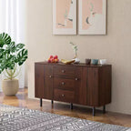 HOMCOM Madia Credenza, Mobile Contenitore con 2 Ante, 3 Cassetti e Ripiani Regolabili, Tavolo da Buffet per Soggiorno, Ingresso, Marrone Rustico